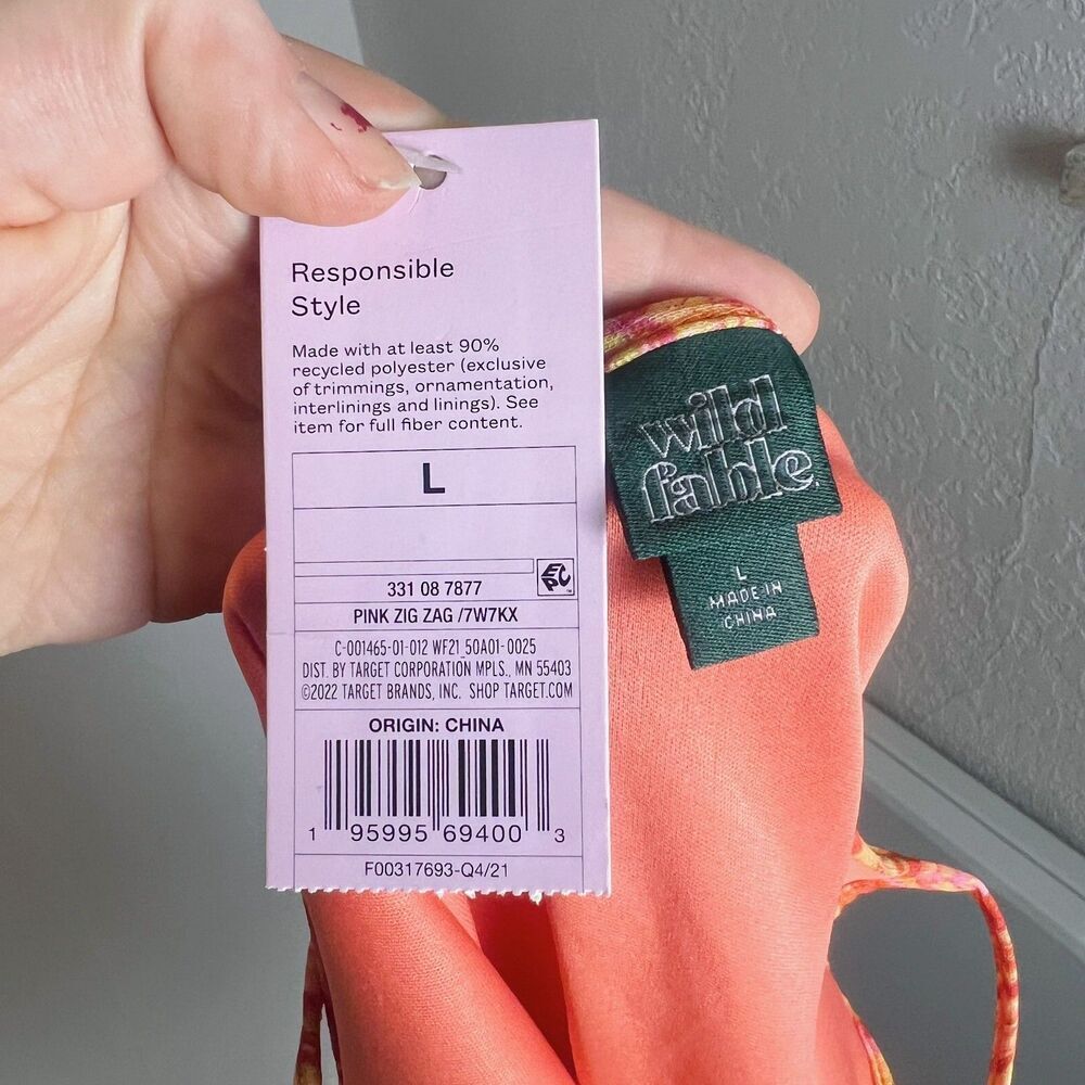 NWT Wild Fable Orange Yellow Ruffle Layered Summer Dress Fairycore Size L - Picture 5 of 6